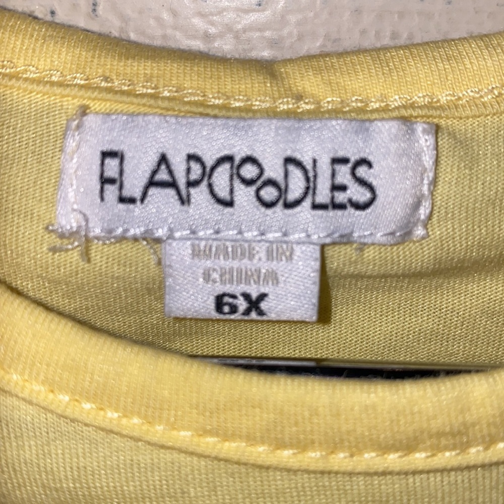 Flapdoodles yellow shirt flutter sleeves green Dragonfly floral sequin design 6X - Picture 6 of 8
